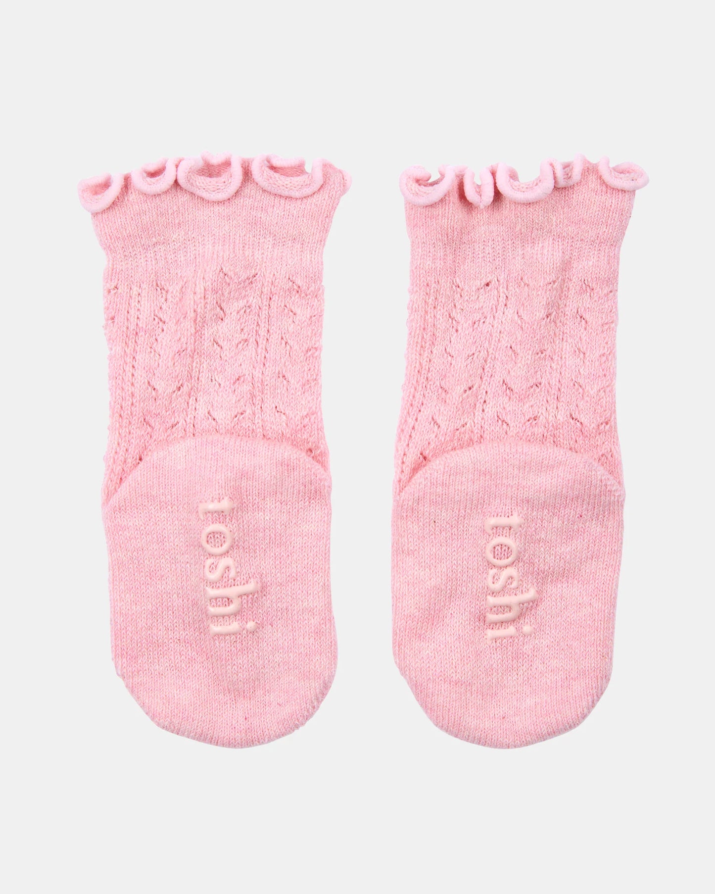 Organic Frilly Lace Knee Socks - Misty Rose