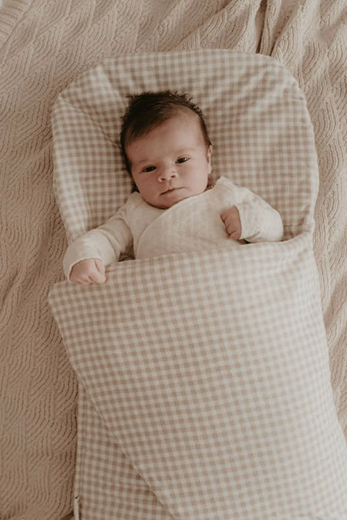 Bundl Wool Wrap 400GSM  - Beige Gingham