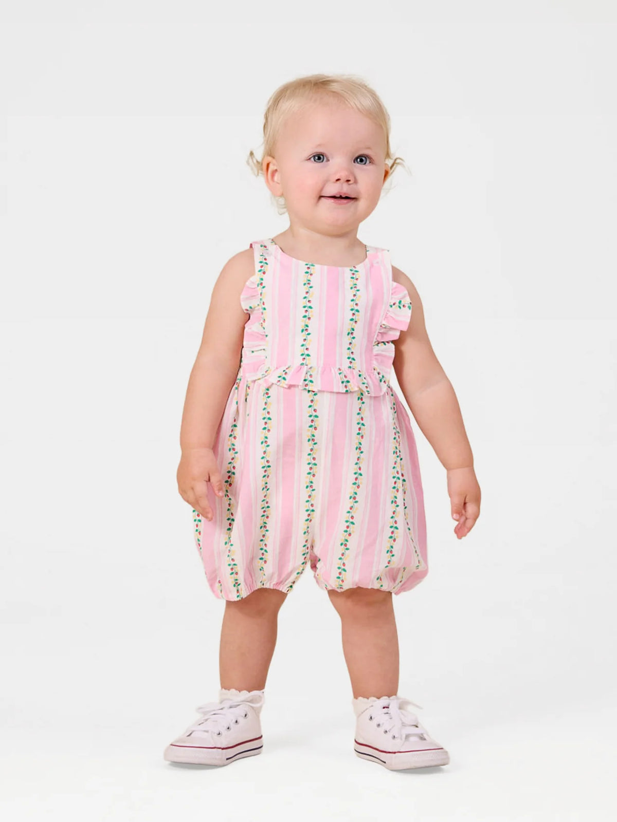 Antique Stripe Strawberry Bubble Romper