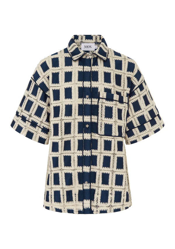 Lara Crochet Shirt | Navy