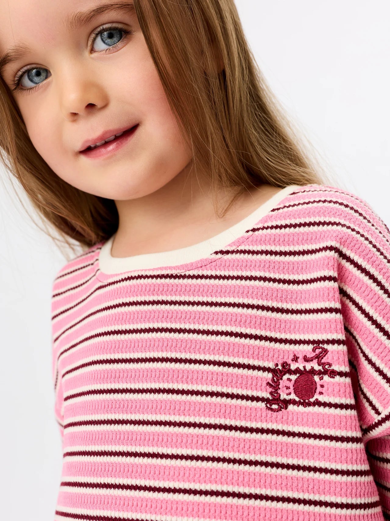 Goldie + Ace Waffle Stripe T-Shirt Pink