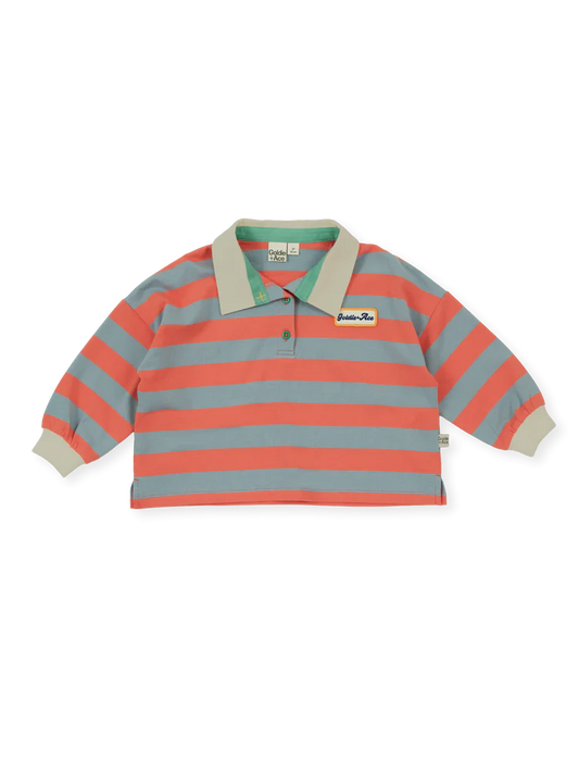 Rugby Stripe Terry Sweat Top Orange