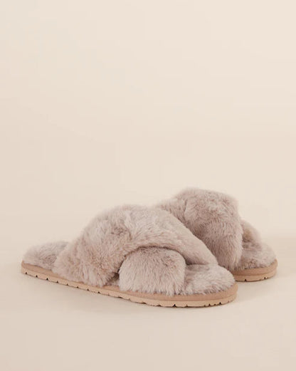 Gingerlilly Milan Plush Slipper | Beige