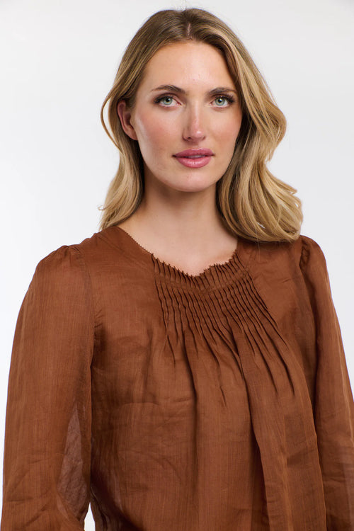 365 Days Ariel Pintuck Blouse - Brandy