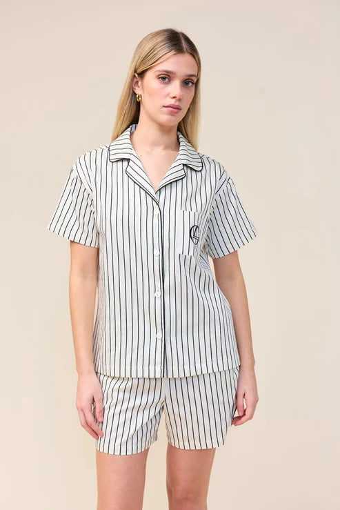 Gingerlilly Poppy Stripe Short PJ Set - Ecru