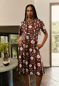 Nancybird Reyes Short Sleeve Dress - Ochre Flower