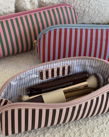 Louenhide Jayne Stripe Makeup Bag - Red/Sky Blue