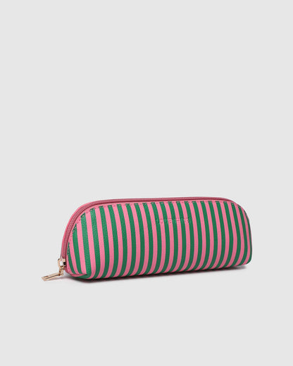 Louenhide Jayne Stripe Makeup Bag - Green/Bubblegum Pink