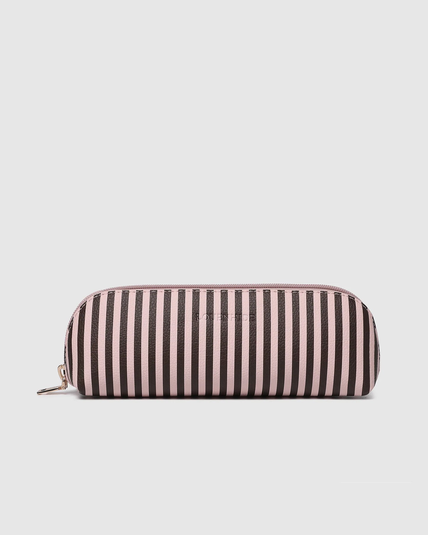Louenhide Jayne Stripe Makeup Bag - Pink/Chocolate