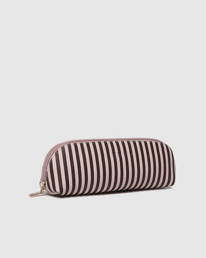 Louenhide Jayne Stripe Makeup Bag - Pink/Chocolate