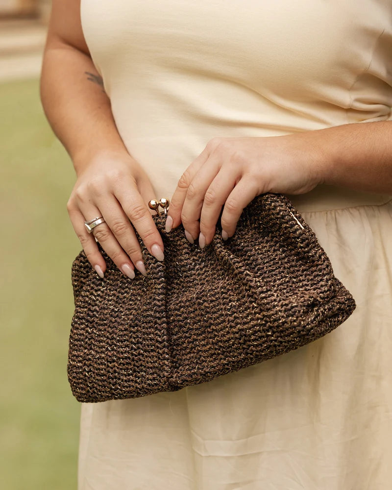 Louenhide Goldie Raffia Clutch