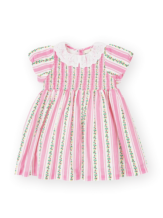 Antique Stripe Strawberry Flo Smocked Dress