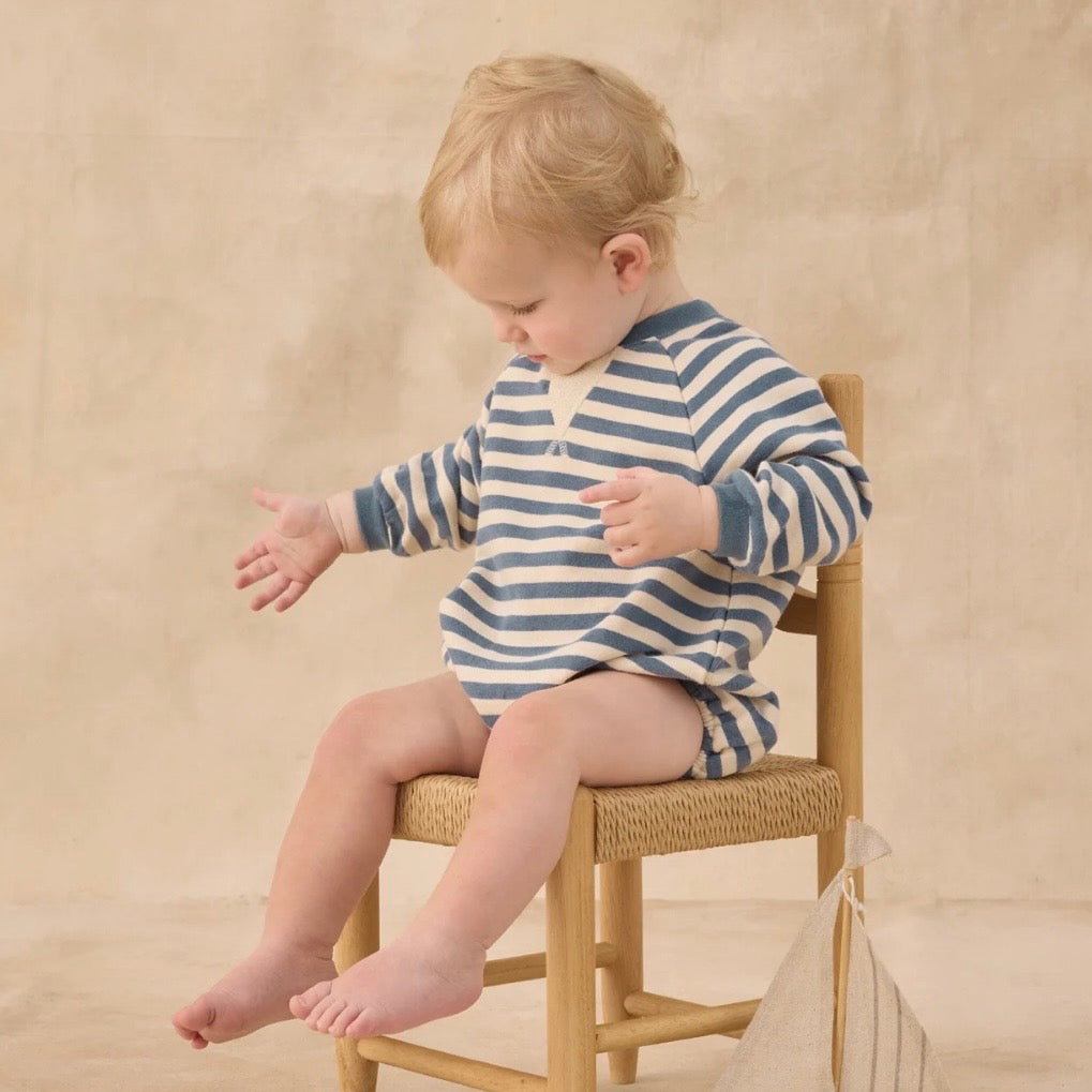 Crewneck Romper - Marine Stripe
