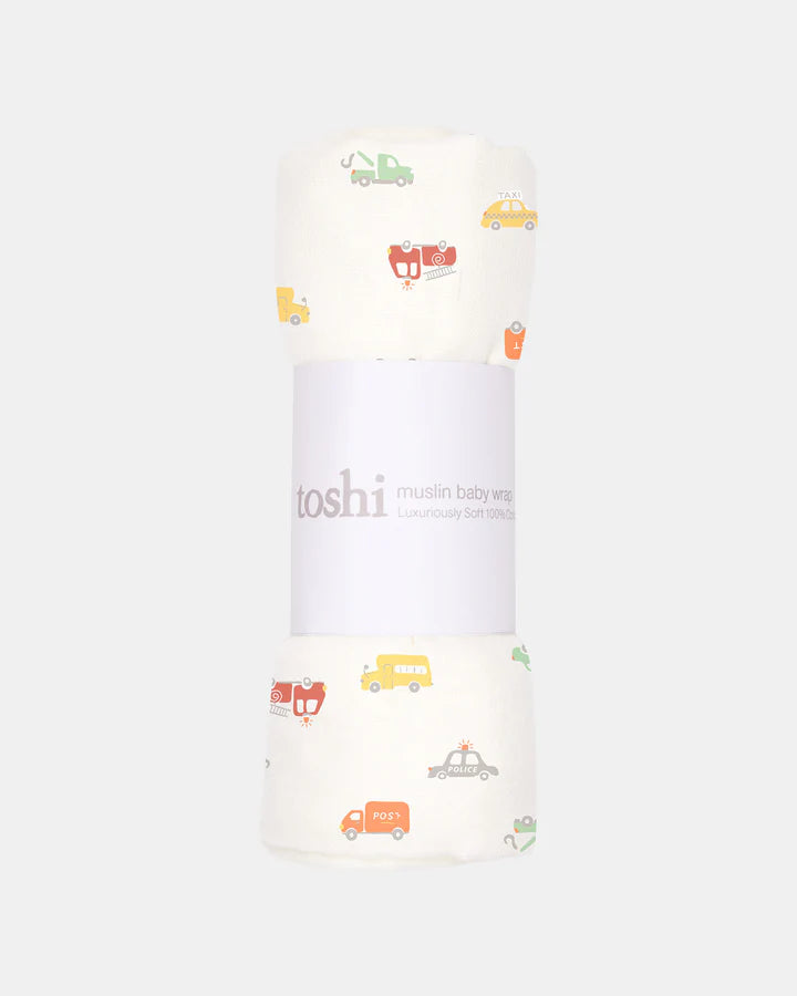 Toshi Muslin Wrap- Working Wheels