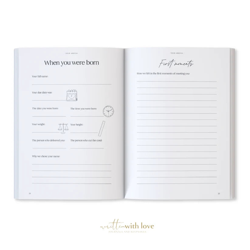 Baby Memory Book with Keepsake Box – Oatmeal Linen