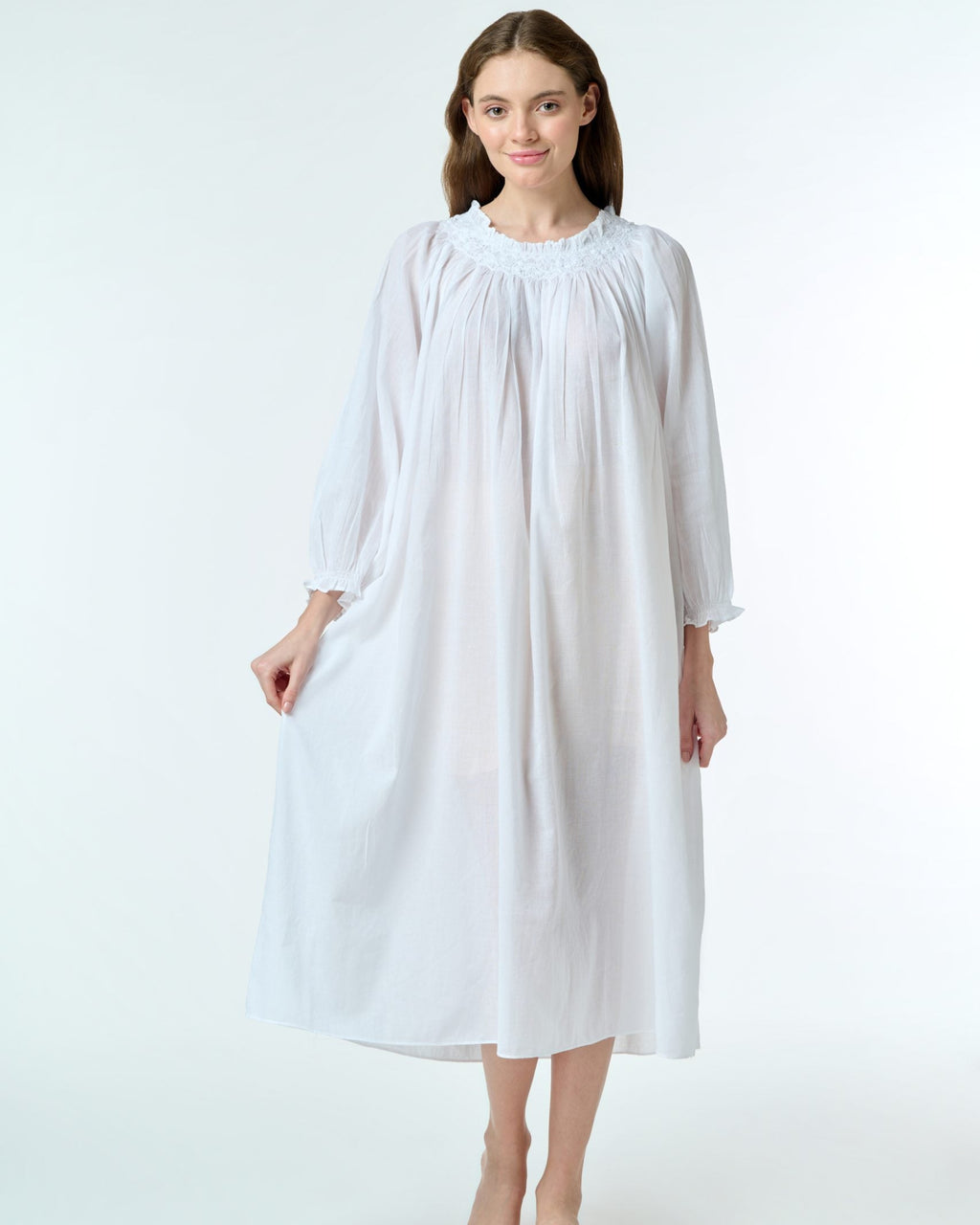 Arabella Long Sleeve Smocking Nightie