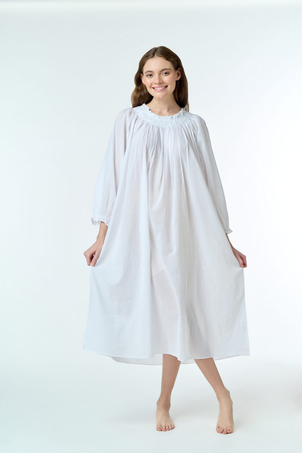 Arabella Long Sleeve Smocking Nightie