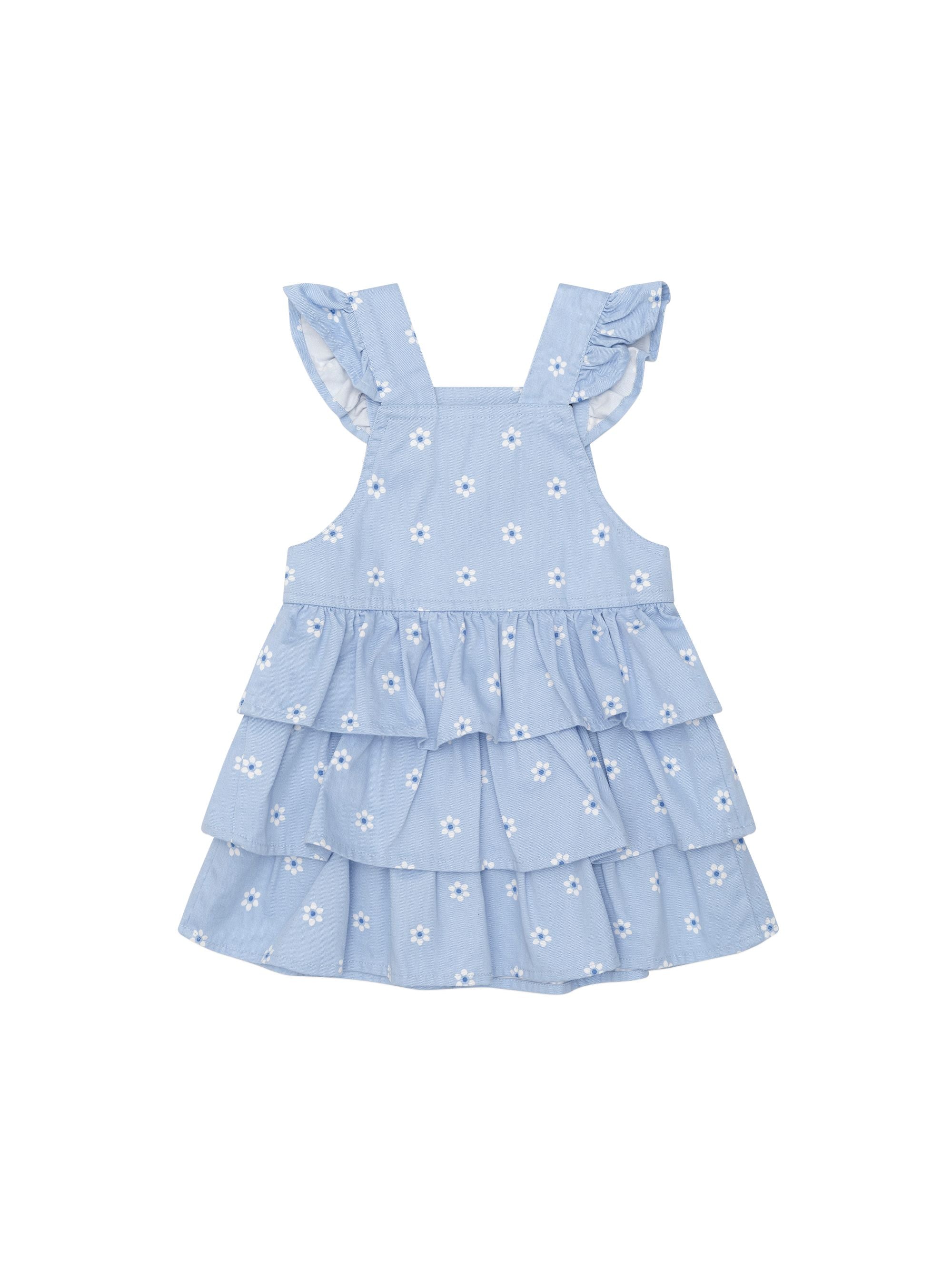 Huxbaby Ditsy Floral Tiered Overall Dress | Chambray