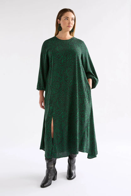 Elk Dega Dress | Green Sinda Print