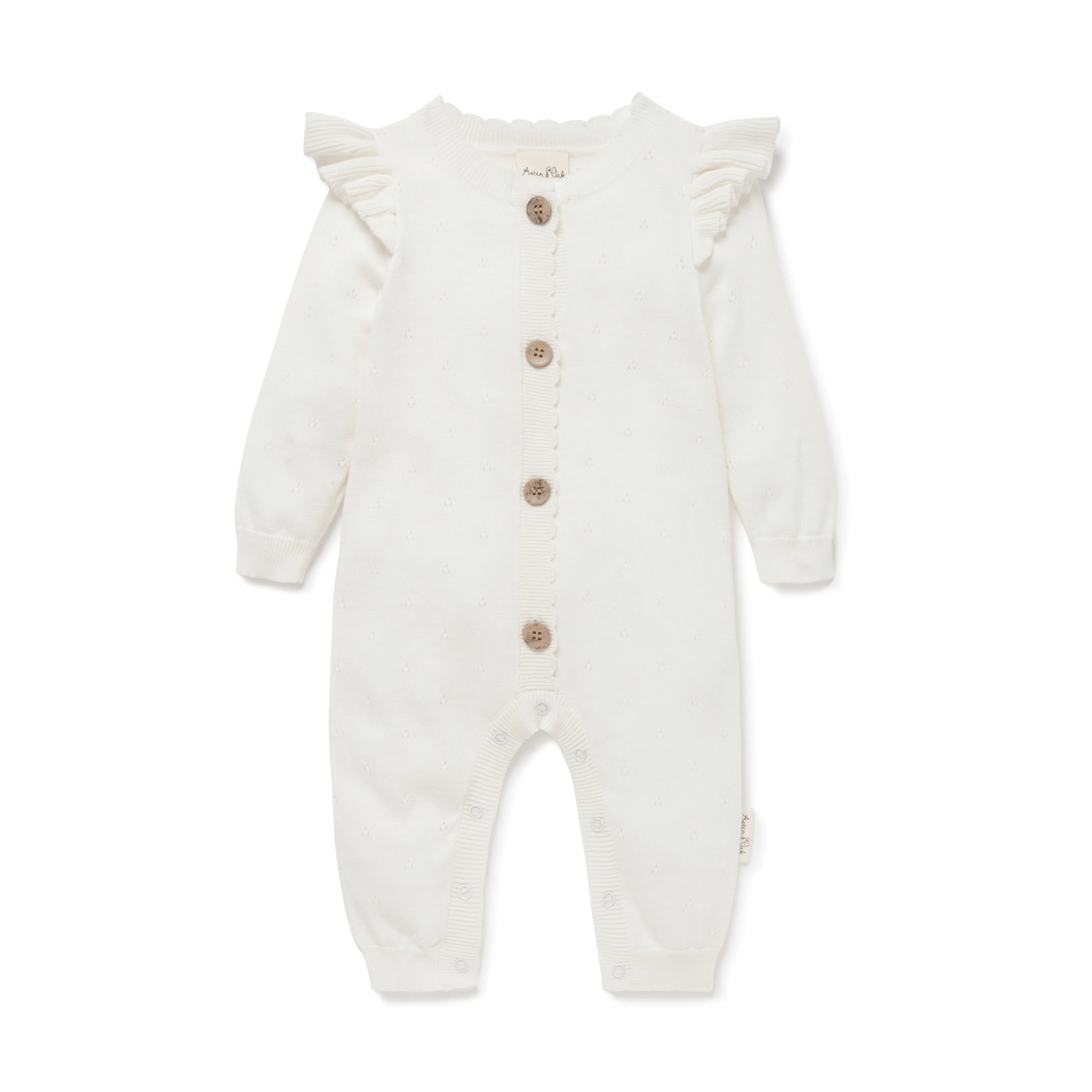 Ivory Pointelle Knit Romper
