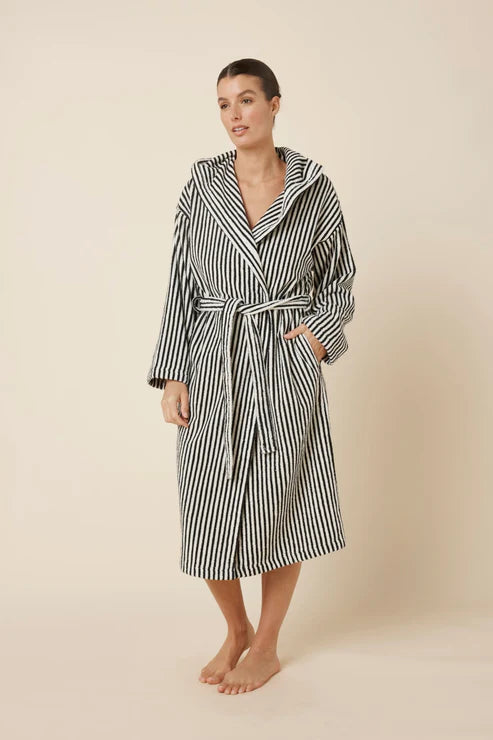 Gingerlilly Adriana Terry Towel Robe - Black