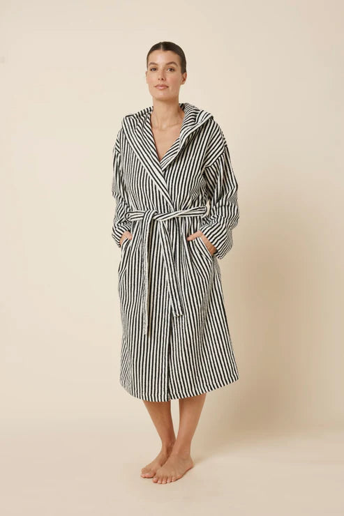 Gingerlilly Adriana Terry Towel Robe - Black