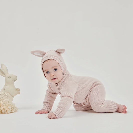 Aster & Oak Mauve Bunny Knit Romper