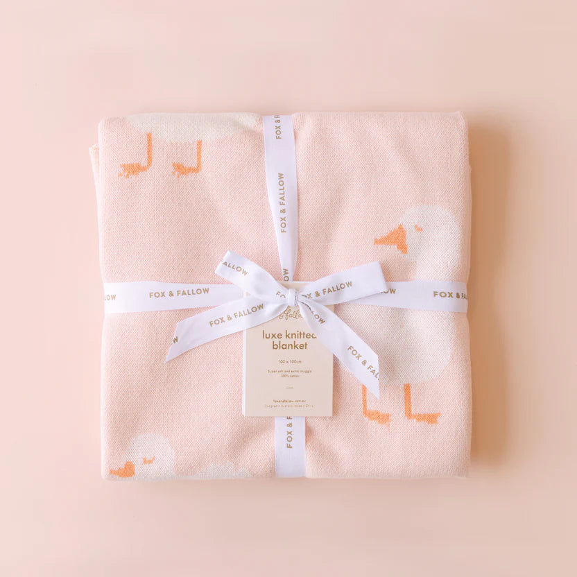 Pink Ducks Luxe Knit Blanket