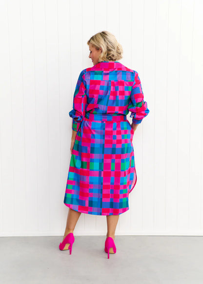 Liv & Milly Maddie Dress - Blue & Pink Gingham