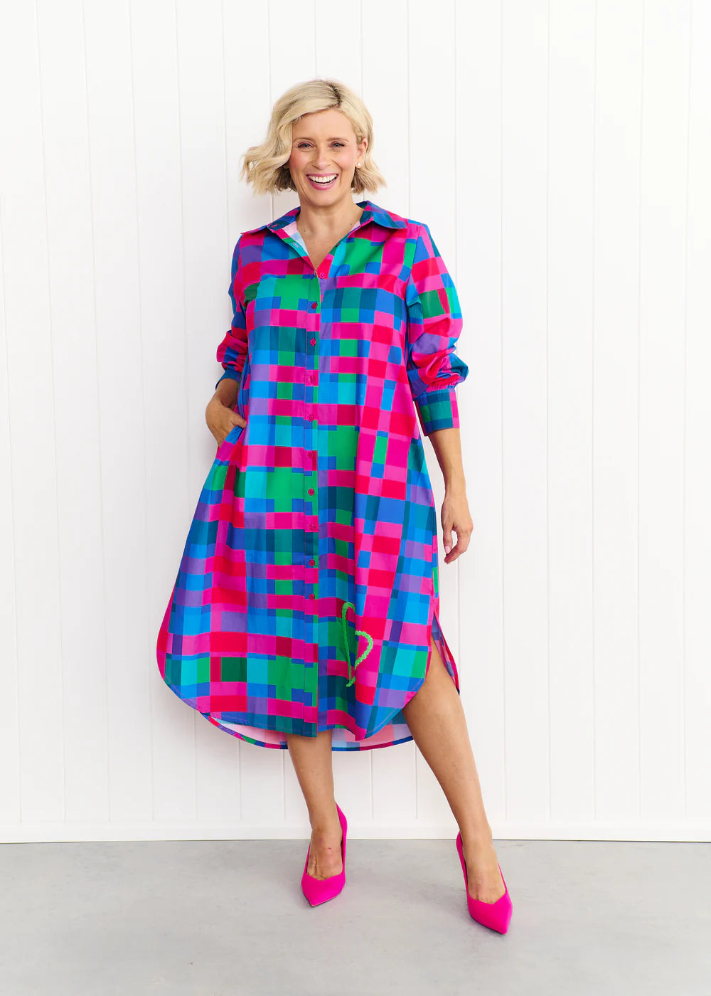 Liv & Milly Maddie Dress - Blue & Pink Gingham