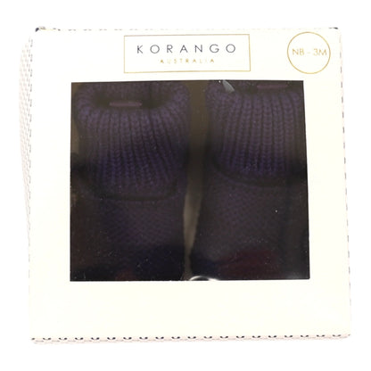 Cotton Knit Button Bootie with Gift Box - Navy