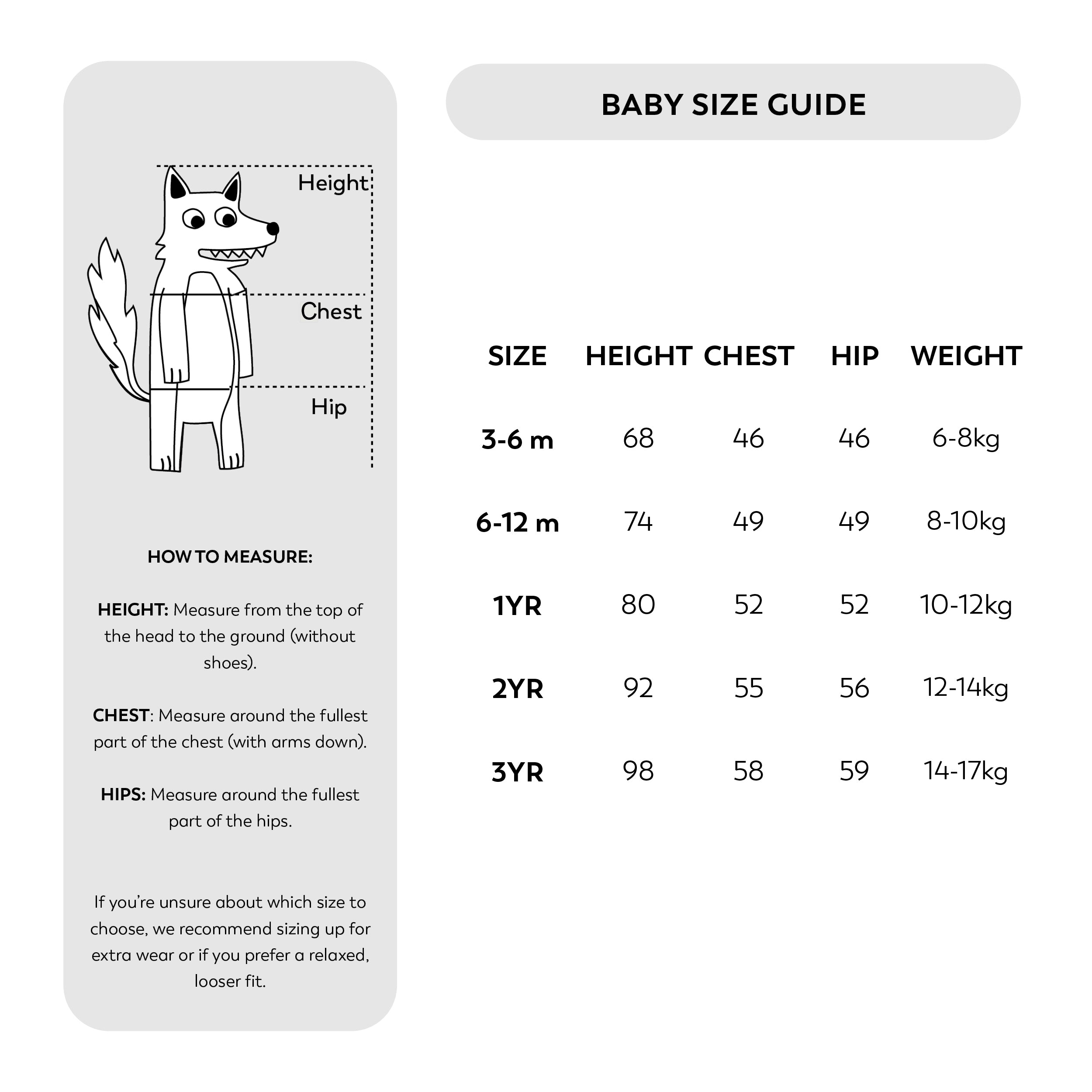 Crywolf SS26/27 Baby Size Guide