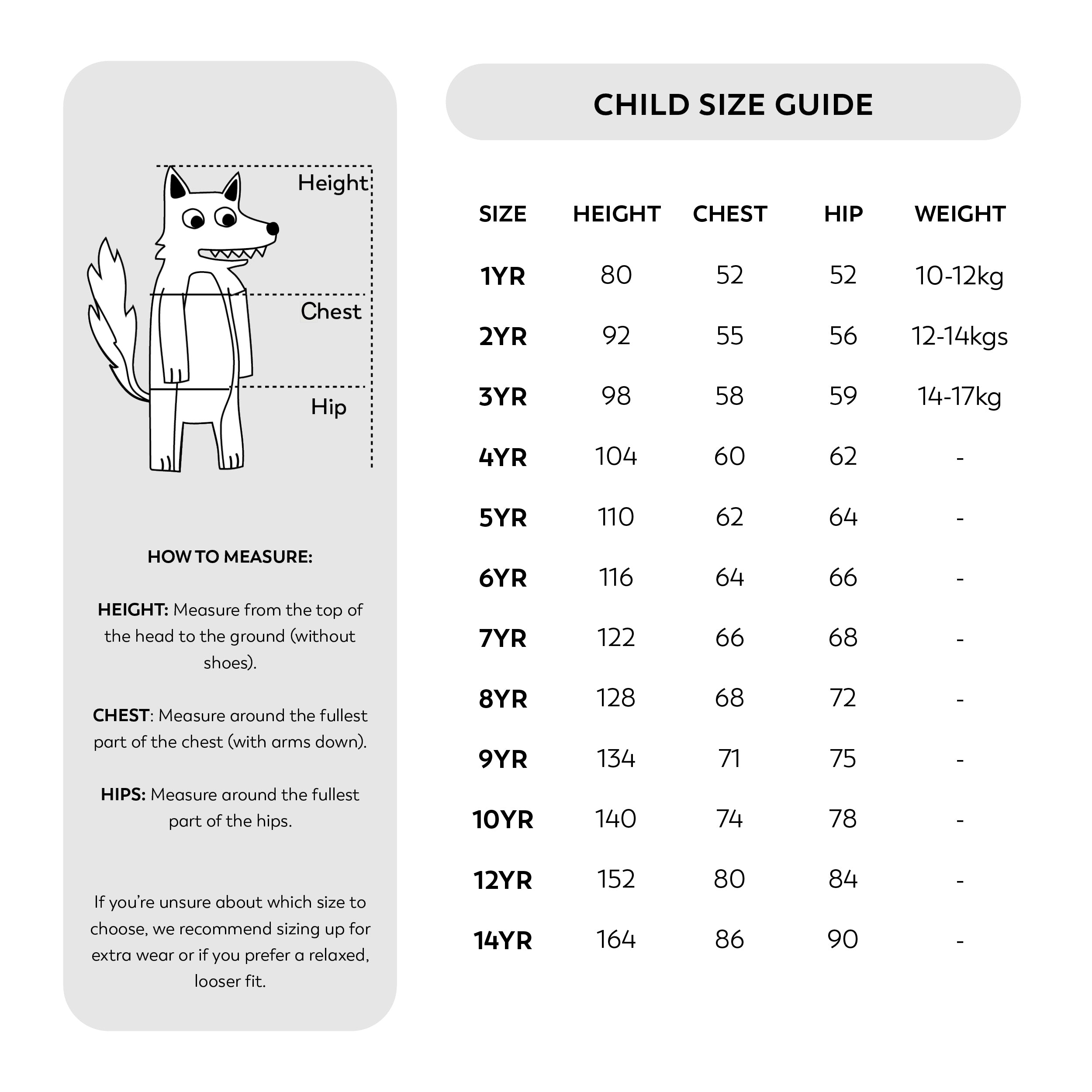Crywolf SS26/27 Child Size Guide