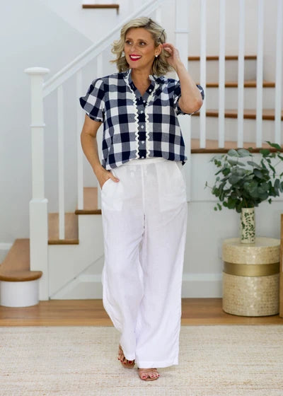 Liv & Milly Chloe Shirt- Navy & White Gingham