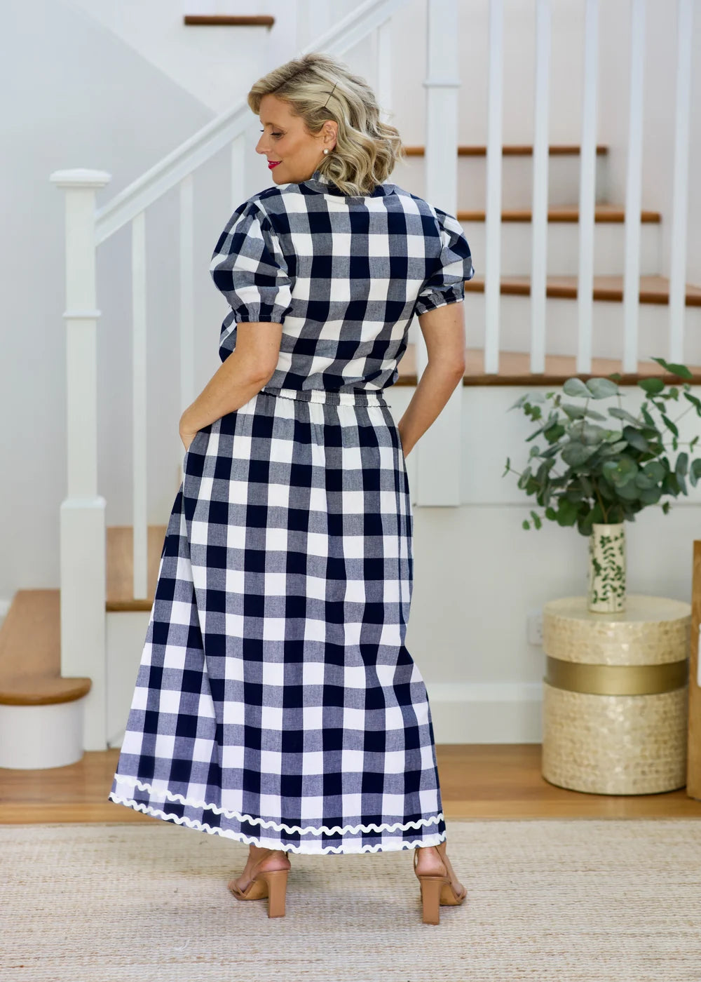 Liv & Milly Emma Skirt- Navy & White Gingham