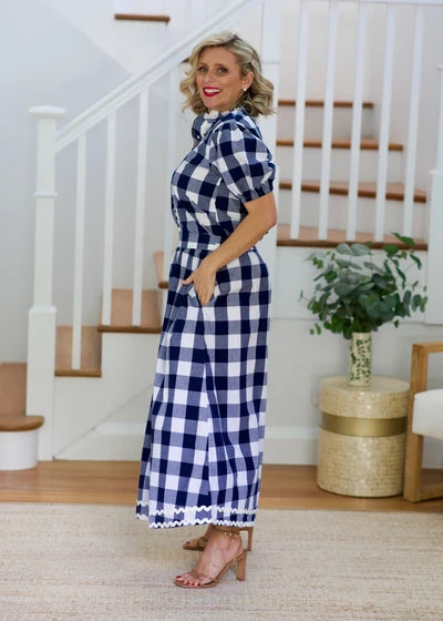 Liv & Milly Emma Skirt- Navy & White Gingham