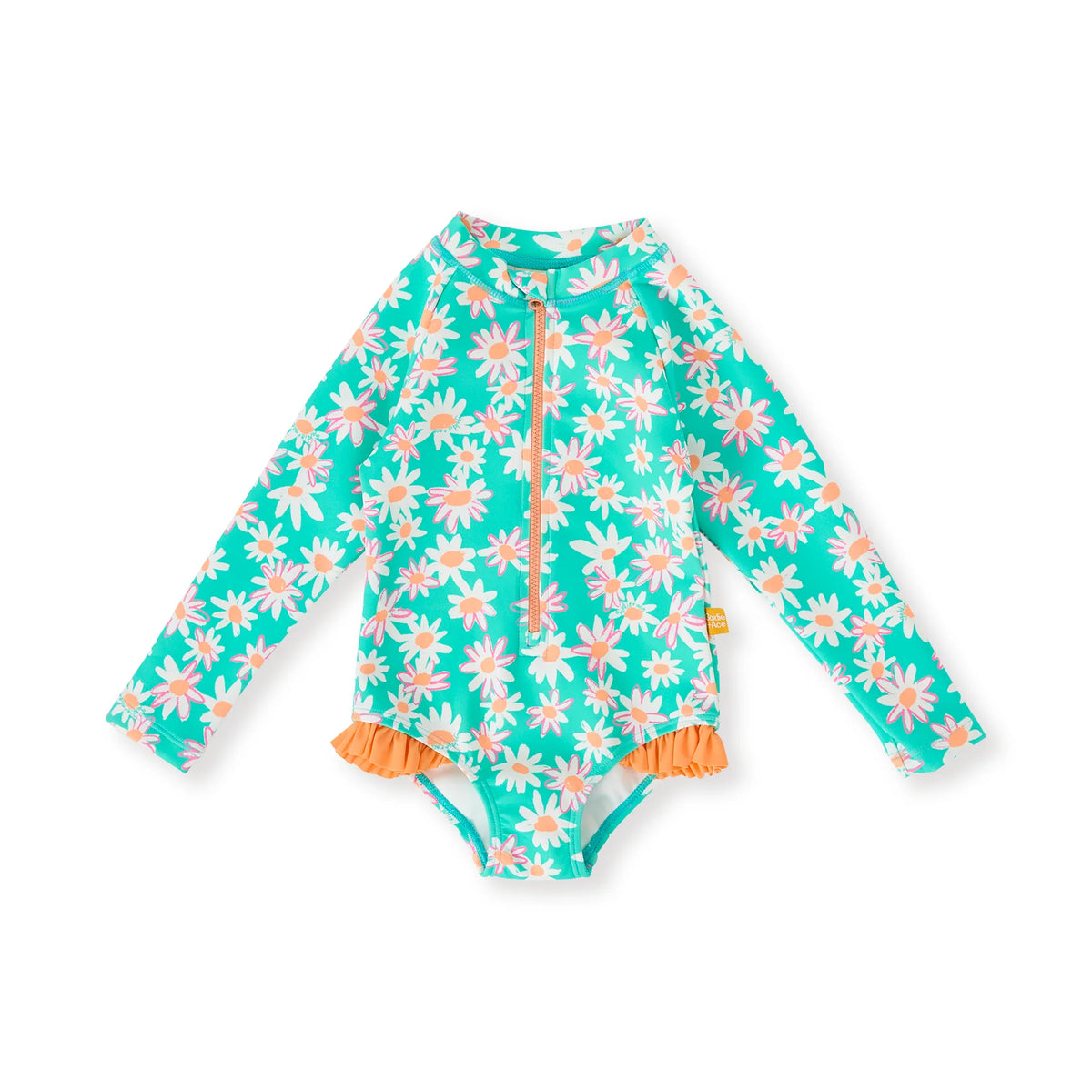 Goldie+Ace Daisy Patch Long Sleeve Swimsuit Frill