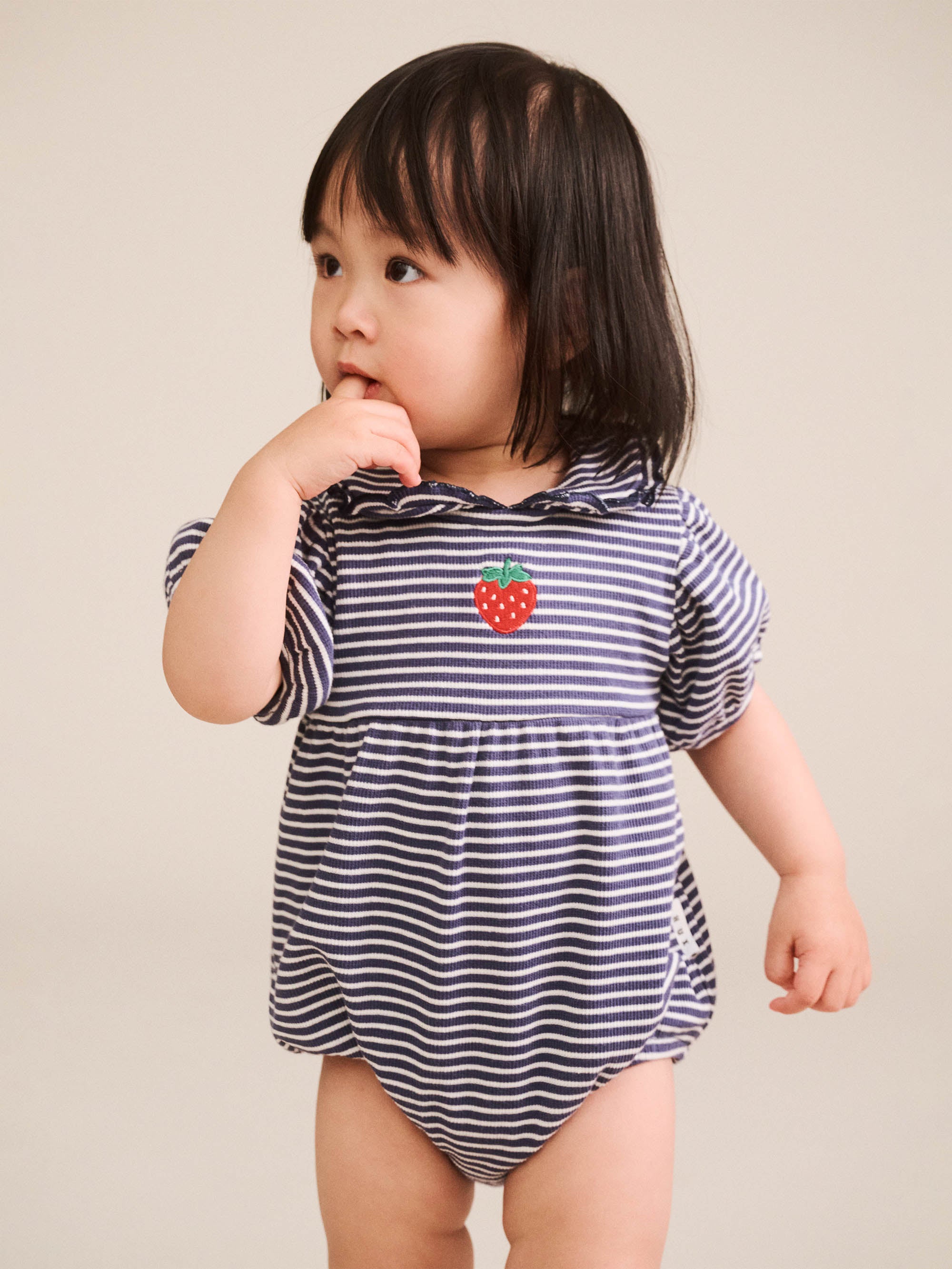 Huxbaby Ink Stripe Rib Collar Romper