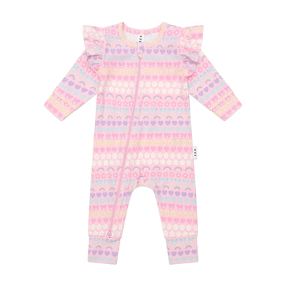 Huxbaby Emoji Rainbow Frill Romper