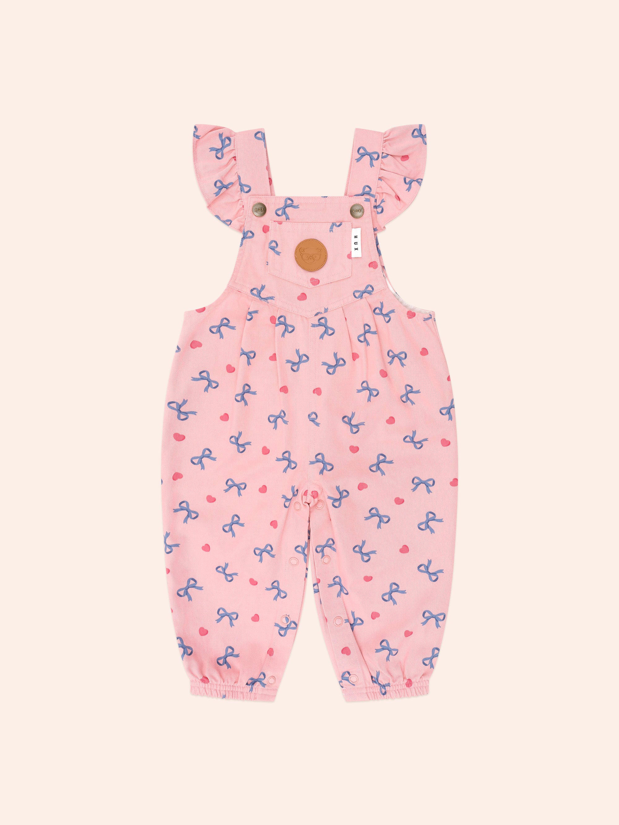 Huxbaby Hearts And Bows Frill Overalls