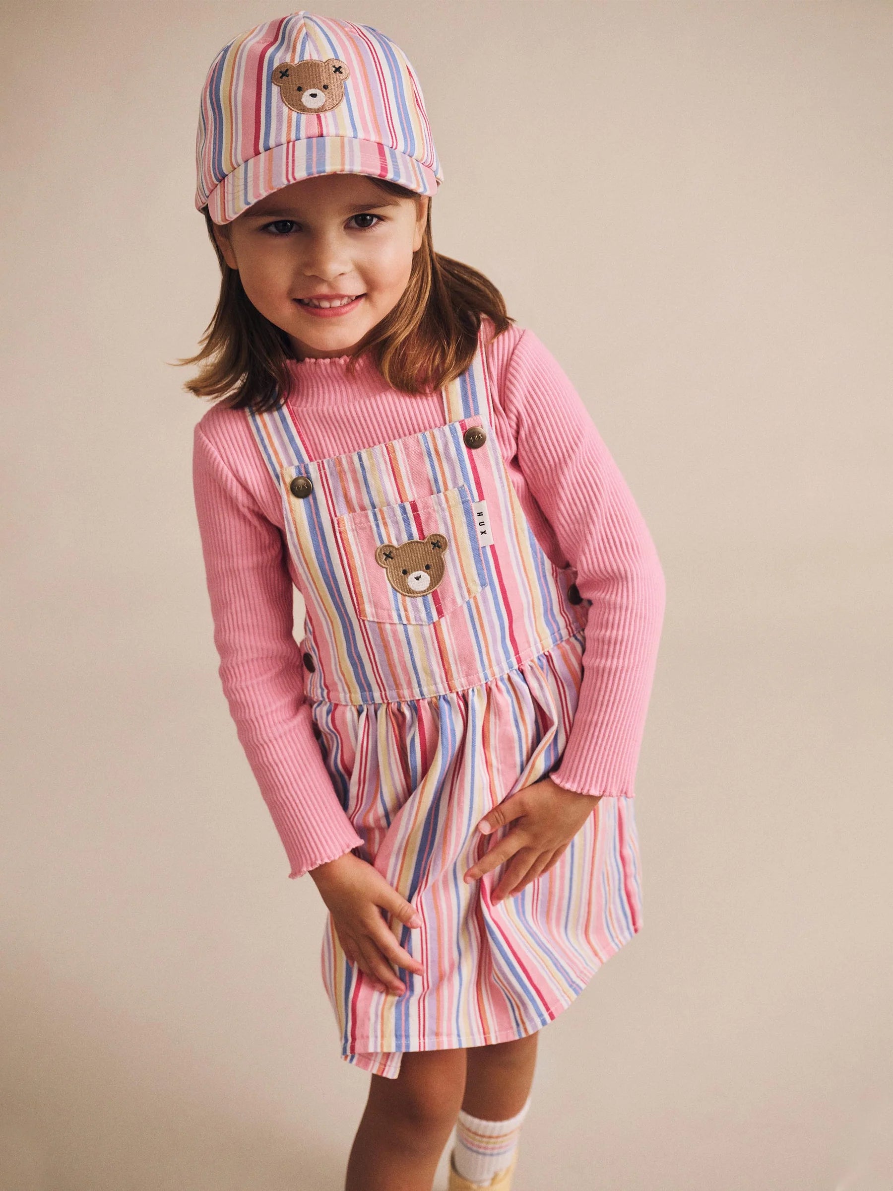 Huxbaby Pastel Stripe Pinafore Dress