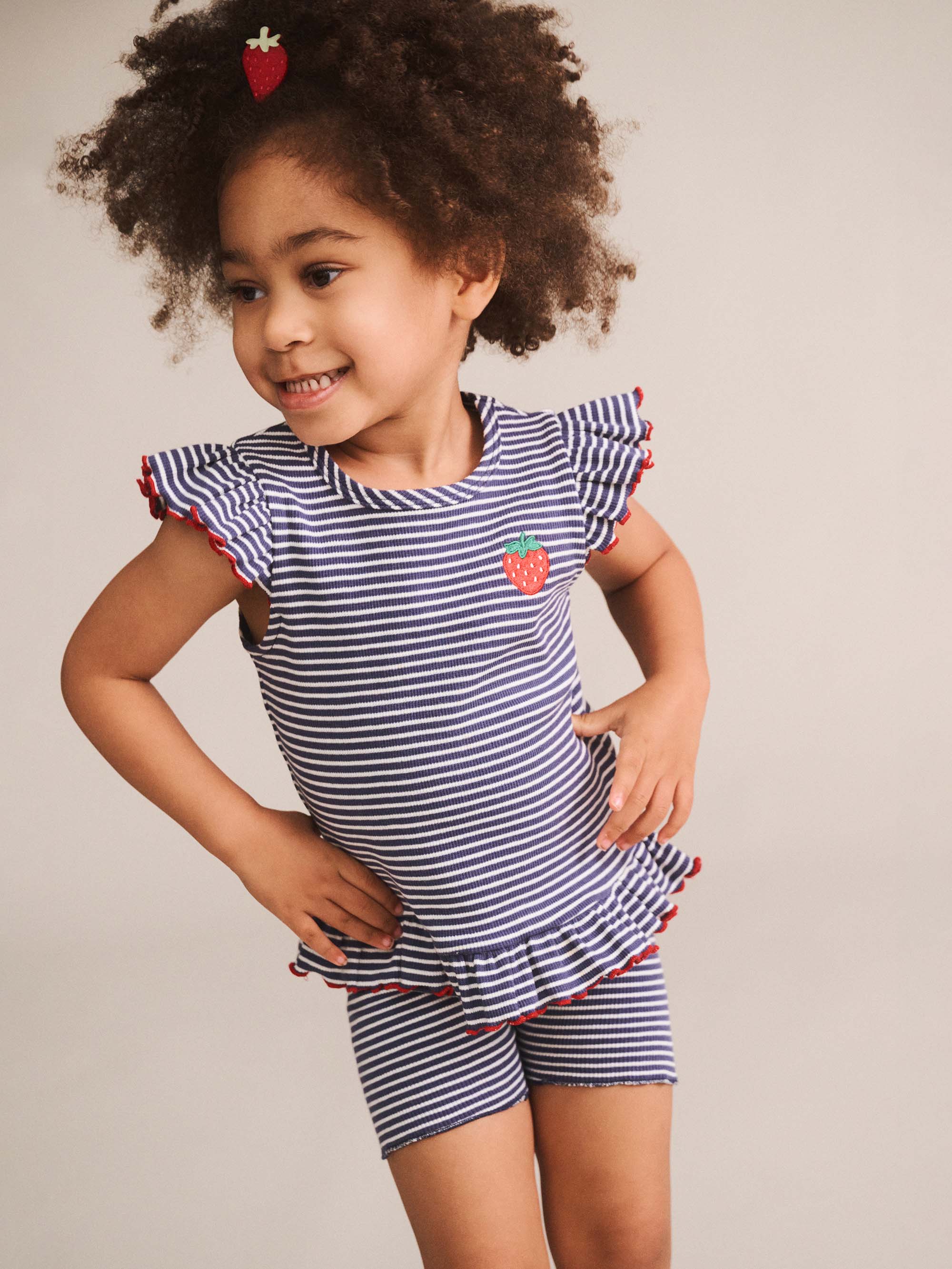 Huxbaby Ink Stripe Rib Peplum Tee
