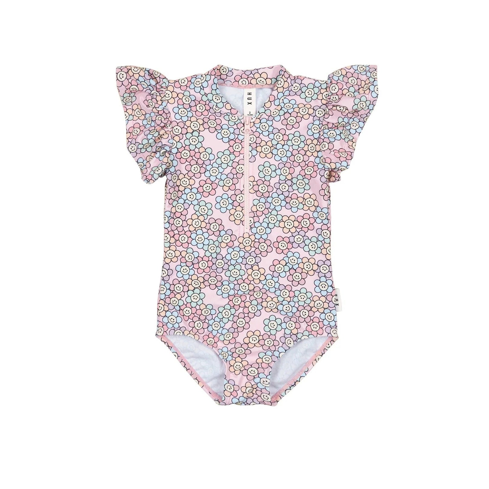 Huxbaby Rainbow Daisy Frill Swim Zipsuit