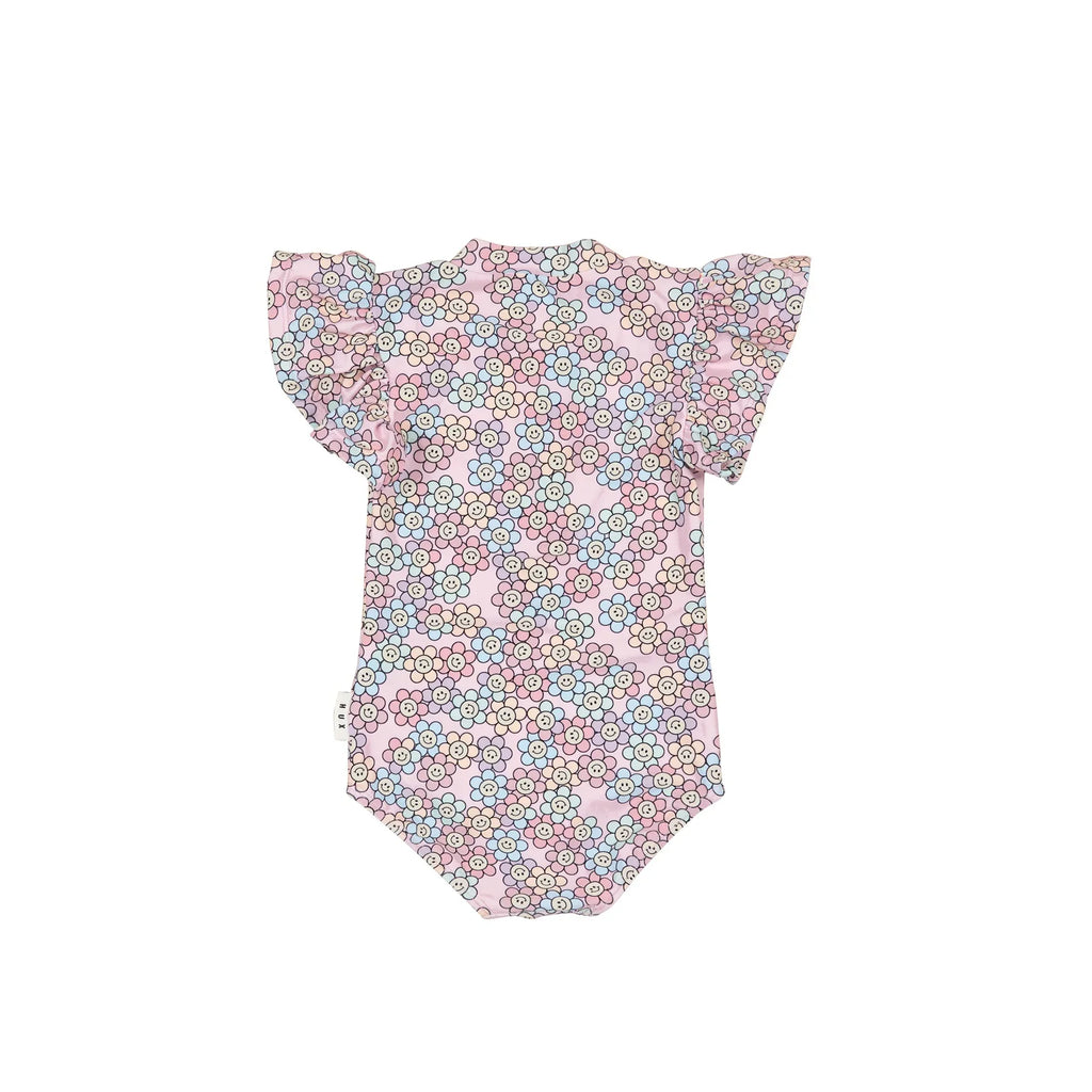 Huxbaby Rainbow Daisy Frill Swim Zipsuit
