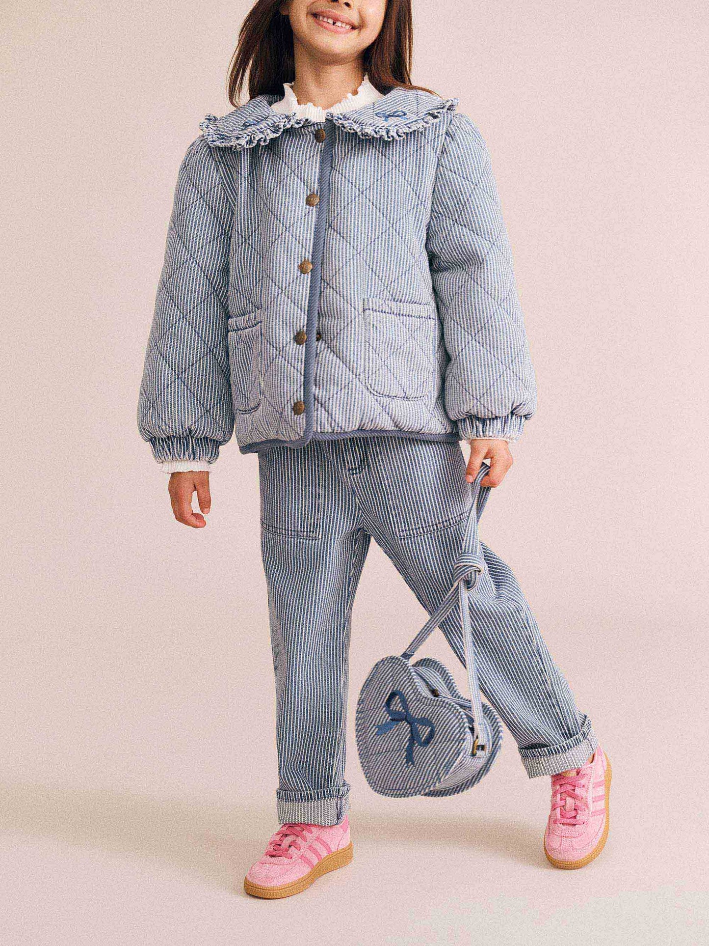 Huxbaby Stripe Denim Bow Heart Handbag