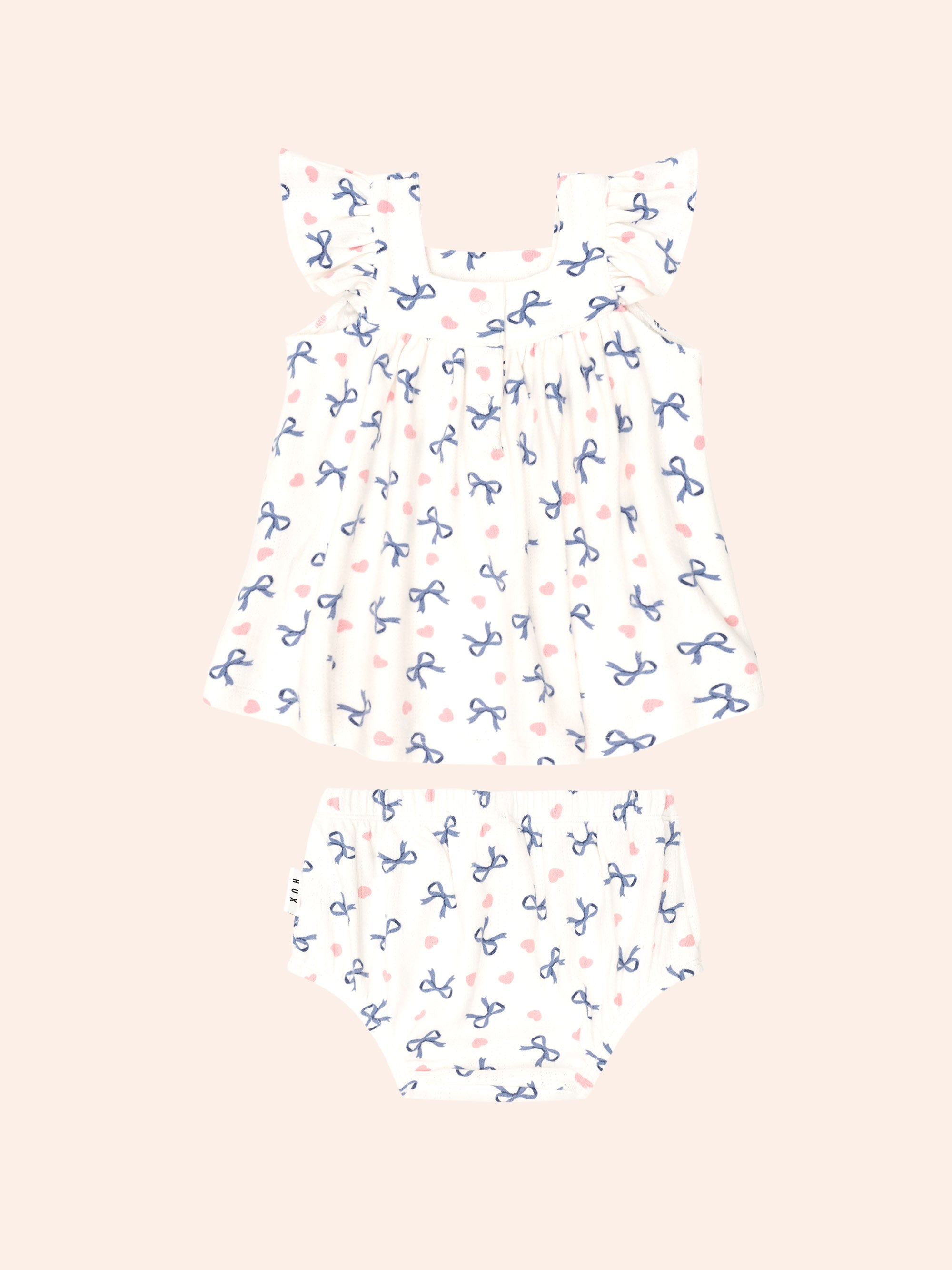 Huxbaby Hearts And Bows 2Pc Top And Bloomer Set