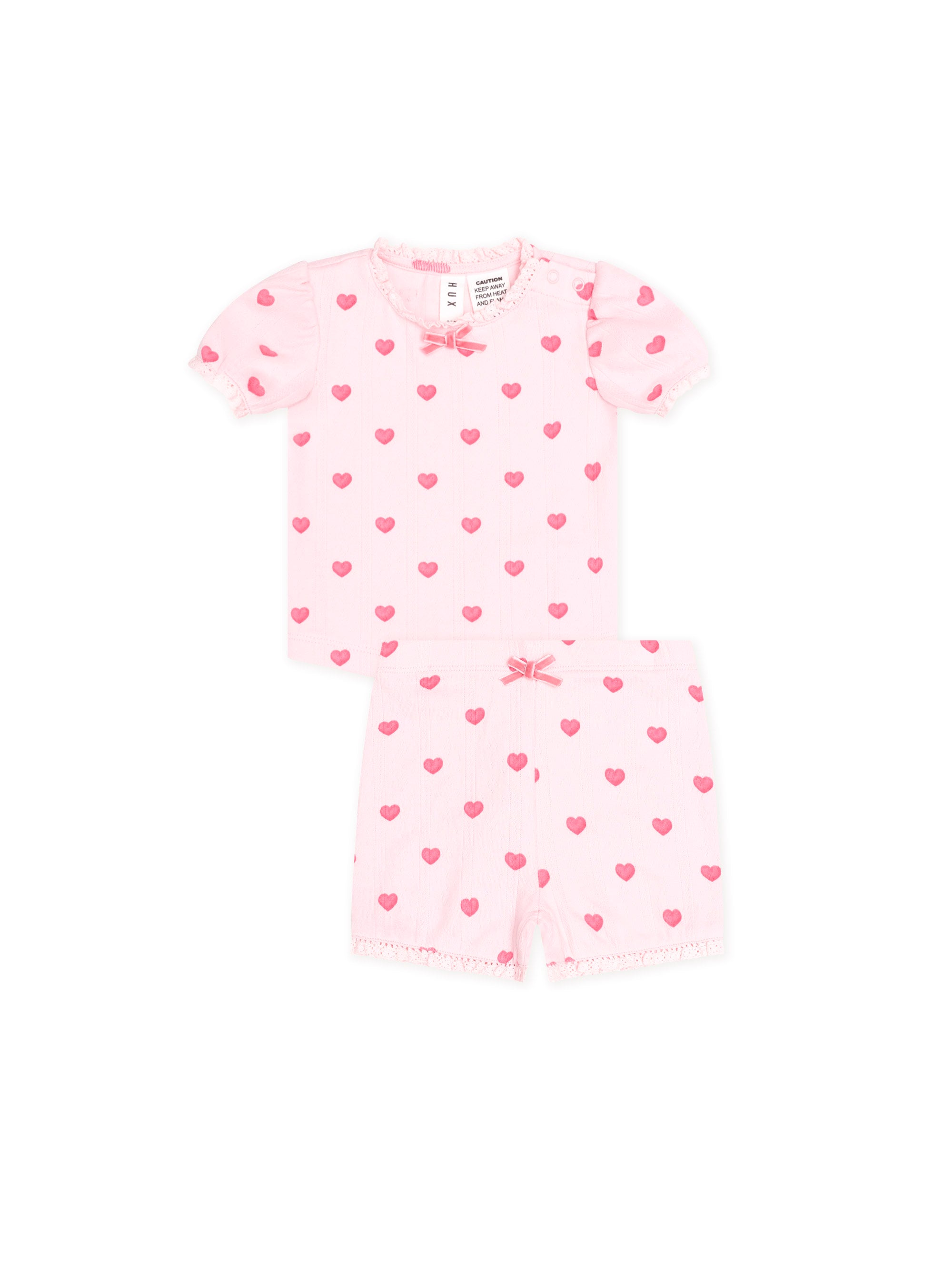 Huxbaby I Heart You Pointelle Puff Slv Pjs