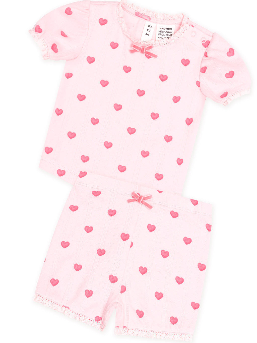 Huxbaby I Heart You Pointelle Puff Slv Pjs