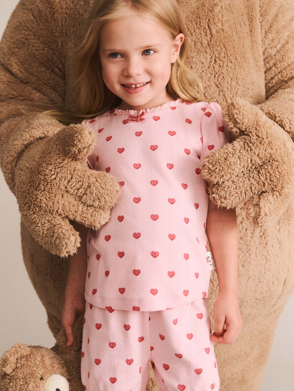 Huxbaby I Heart You Pointelle Puff Slv Pjs
