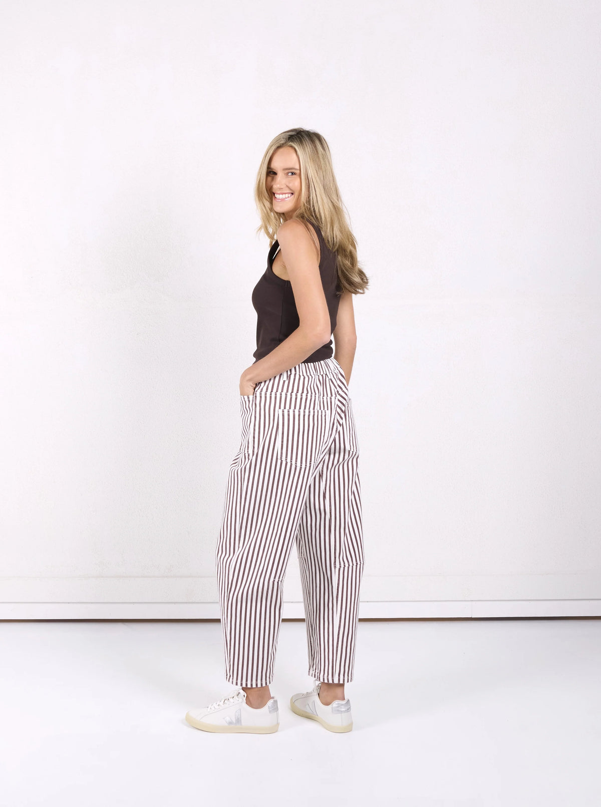 Monaco Jeans Carter Barrel Jean - Chocolate Stripe